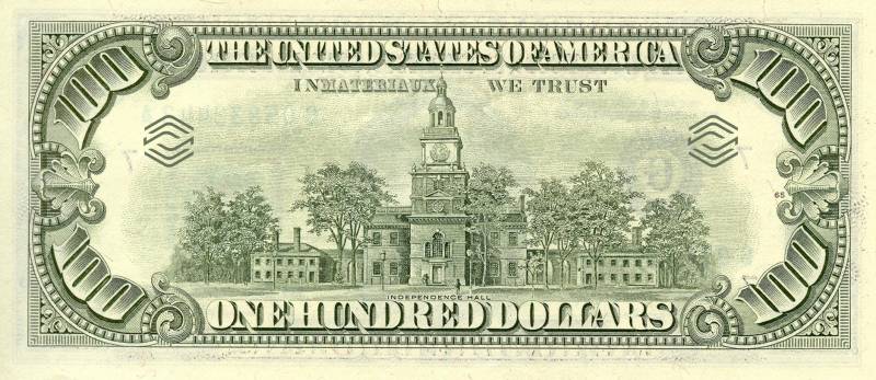 Verso du billet de 100$ personnalisé pour votre événement Casino